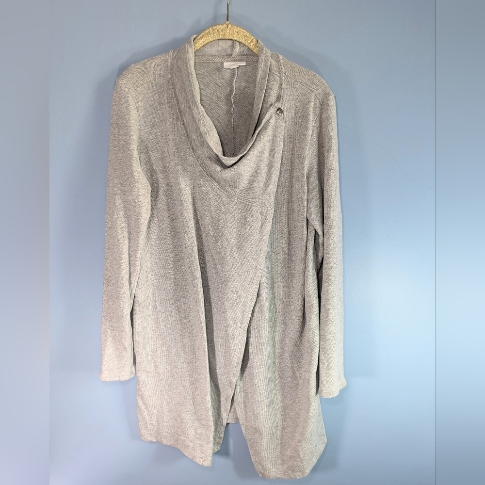 Pure Jill Gray 3 Way Draped/Open Cardigan Sweater